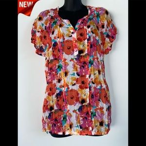 NWT Dressbarn Flowery Crinkle Blouse